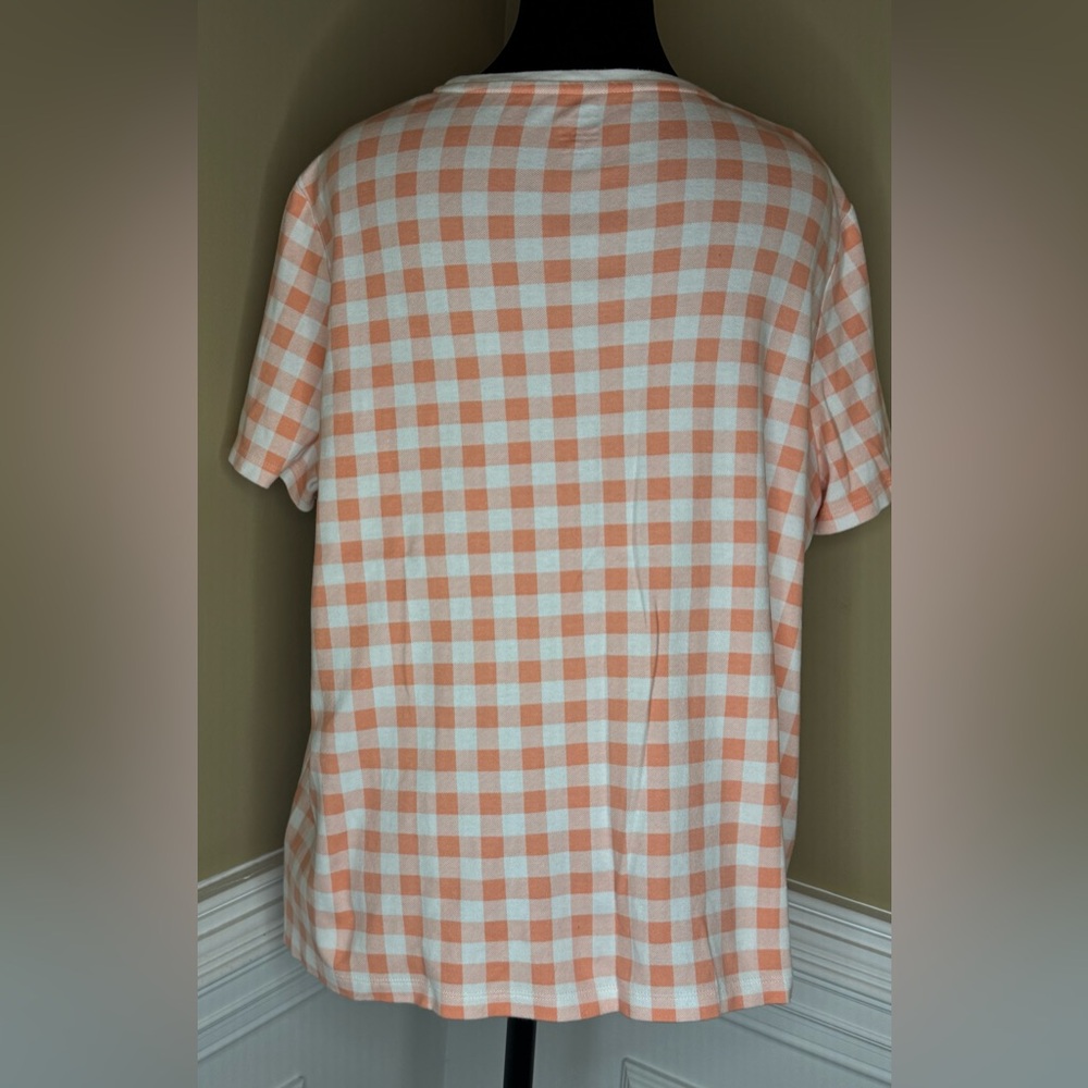 Kim Rogers Orange & White Checkered Top 🍊🤍Women’s Size XL - Picture 3 of 4